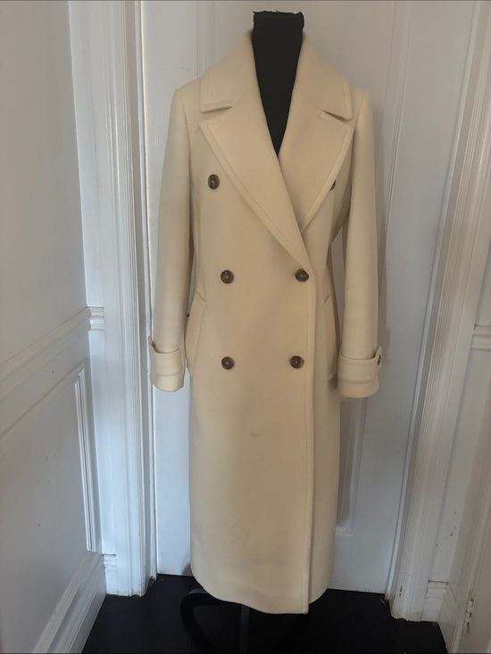Club Monaco Jackets & Blazers - LIKE NEW! Ladies Club Monaco Cream Double-Breasted Long Manteco Wool Coat